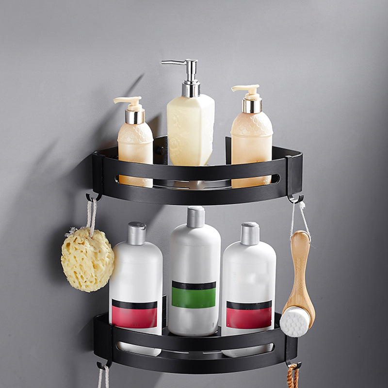 Matte Black Modern Bathroom Accessory Set, Set of 3, Bath Shelf 2 Piece Set Triangular Bath Shelf Clearhalo 'Bathroom Hardware Sets' 'Bathroom Hardware' 'Bathroom Remodel & Bathroom Fixtures' 'bathroom_hardware_sets' 'Home Improvement' 'home_improvement' 'home_improvement_bathroom_hardware_sets' 7251740