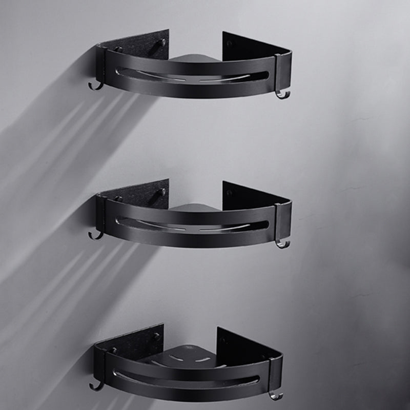 Matte Black Modern Bathroom Accessory Set, Set of 3, Bath Shelf 3 Piece Set Triangular Bath Shelf Clearhalo 'Bathroom Hardware Sets' 'Bathroom Hardware' 'Bathroom Remodel & Bathroom Fixtures' 'bathroom_hardware_sets' 'Home Improvement' 'home_improvement' 'home_improvement_bathroom_hardware_sets' 7251745