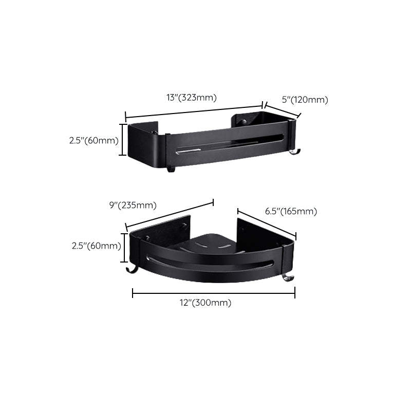 Matte Black Modern Bathroom Accessory Set, Set of 3, Bath Shelf Clearhalo 'Bathroom Hardware Sets' 'Bathroom Hardware' 'Bathroom Remodel & Bathroom Fixtures' 'bathroom_hardware_sets' 'Home Improvement' 'home_improvement' 'home_improvement_bathroom_hardware_sets' 7251748