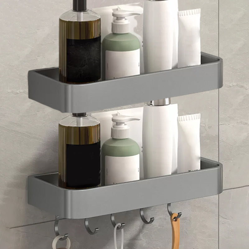 2 Piece Matte Black Modern Bathroom Hardware Set, Bath Shelf, Towel Bar 2 Piece Set Bath Shelf （With Hook 12"L） Clearhalo 'Bathroom Hardware Sets' 'Bathroom Hardware' 'Bathroom Remodel & Bathroom Fixtures' 'bathroom_hardware_sets' 'Home Improvement' 'home_improvement' 'home_improvement_bathroom_hardware_sets' 7251774