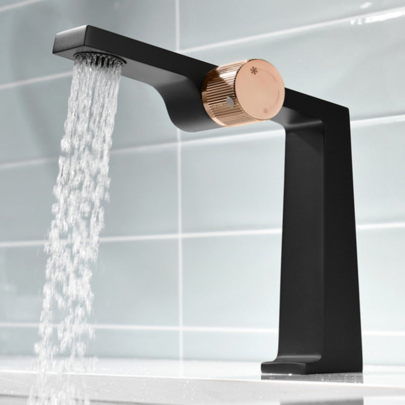 Contemporary Vessel Sink Bathroom Faucet Knob Handle Low Arc Vessel Sink Faucet Black Clearhalo 'Bathroom Remodel & Bathroom Fixtures' 'Bathroom Sink Faucets' 'Bathroom Sinks & Faucet Components' 'bathroom_sink_faucets' 'Home Improvement' 'home_improvement' 'home_improvement_bathroom_sink_faucets' 7253334