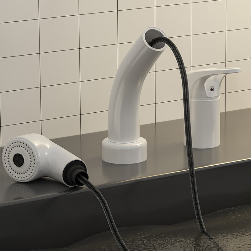 Vessel Sink Faucet Lever Handle Swivel Spout with Pull Down Sprayer Clearhalo 'Bathroom Remodel & Bathroom Fixtures' 'Bathroom Sink Faucets' 'Bathroom Sinks & Faucet Components' 'bathroom_sink_faucets' 'Home Improvement' 'home_improvement' 'home_improvement_bathroom_sink_faucets' 7253355