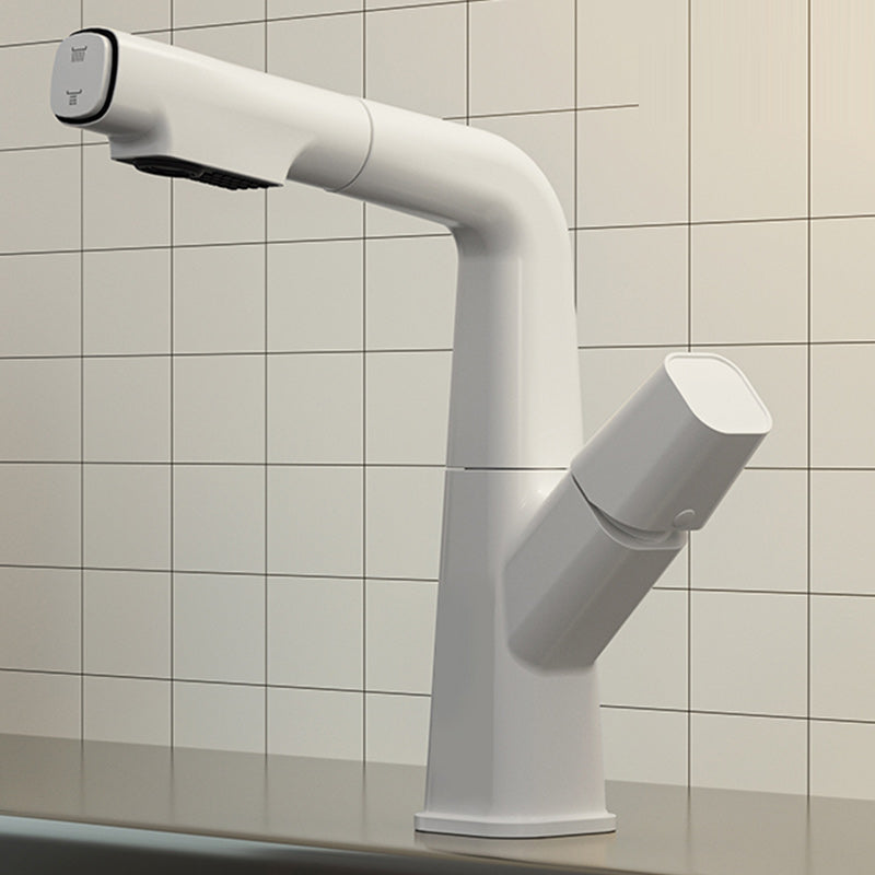 Modern Vessel Sink Faucet Knob Handle Swivel Spout with Pull Down Sprayer White Digital Display Not Included Clearhalo 'Bathroom Remodel & Bathroom Fixtures' 'Bathroom Sink Faucets' 'Bathroom Sinks & Faucet Components' 'bathroom_sink_faucets' 'Home Improvement' 'home_improvement' 'home_improvement_bathroom_sink_faucets' 7253376