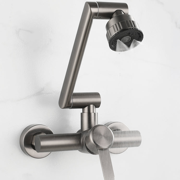 Modern Wall Mounted Kitchen Faucet Single Handle Faucet in Chrome Clearhalo 'Home Improvement' 'home_improvement' 'home_improvement_kitchen_faucets' 'Kitchen Faucets' 'Kitchen Remodel & Kitchen Fixtures' 'Kitchen Sinks & Faucet Components' 'kitchen_faucets' 7253384
