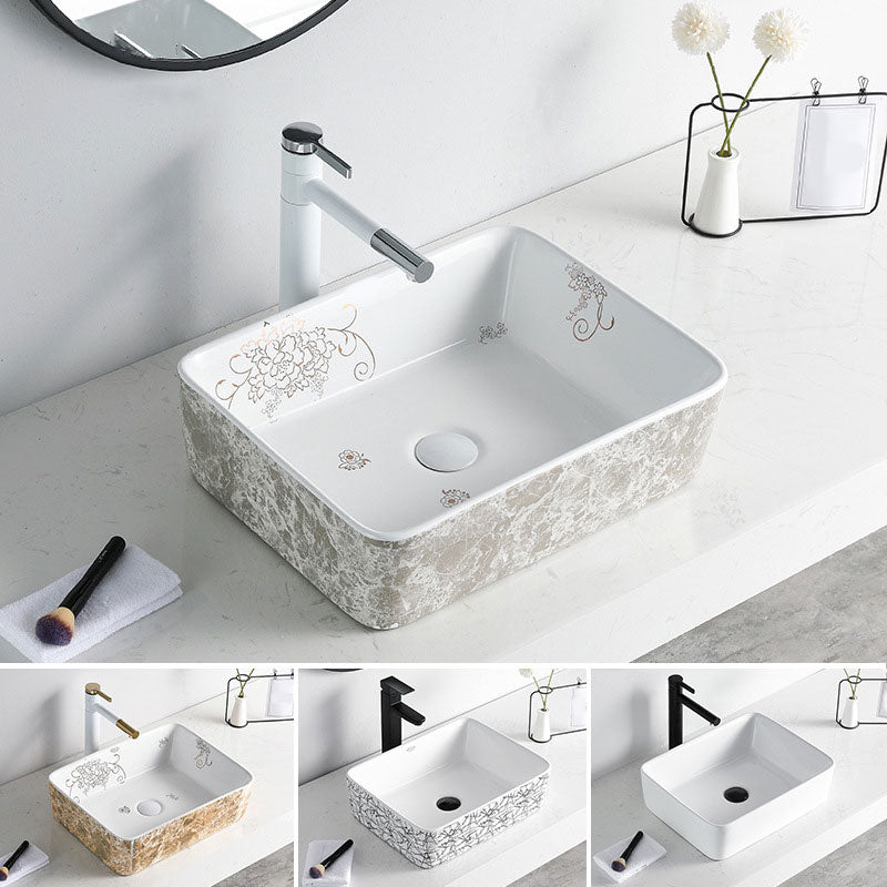 Contemporary Bathroom Sink Porcelain Rectangular Vessel Sink(Not Including Faucet) Clearhalo 'Bathroom Remodel & Bathroom Fixtures' 'Bathroom Sinks & Faucet Components' 'Bathroom Sinks' 'bathroom_sink' 'Home Improvement' 'home_improvement' 'home_improvement_bathroom_sink' 7253457