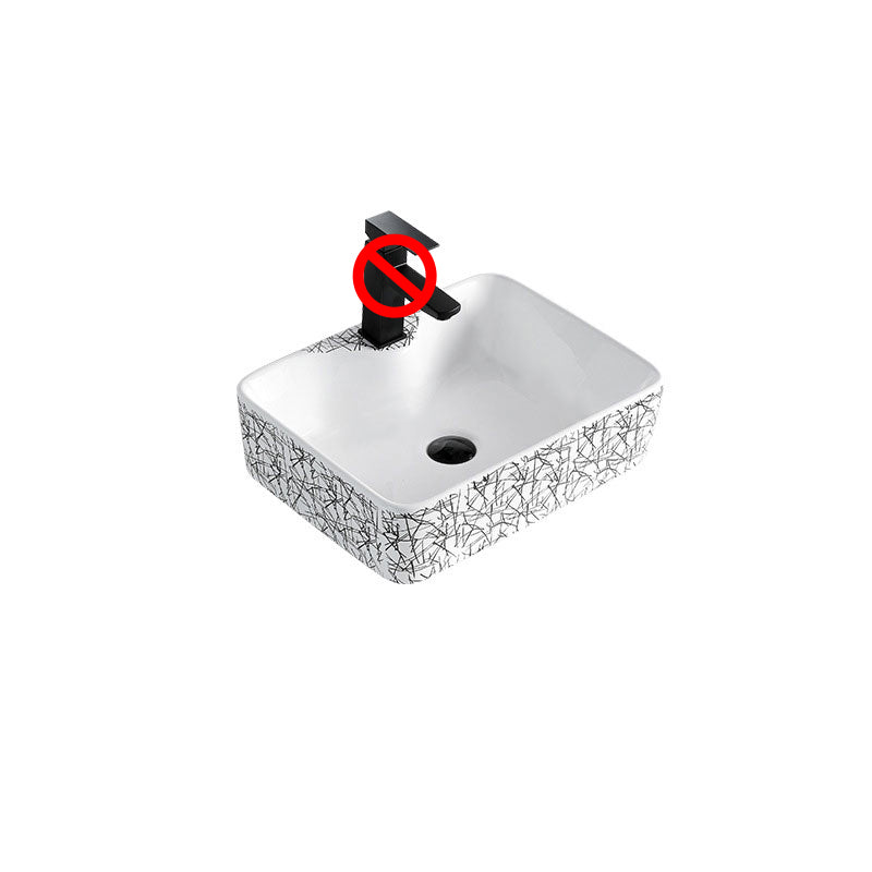 Contemporary Bathroom Sink Porcelain Rectangular Vessel Sink(Not Including Faucet) 18.9"L x 14.6"W x 5.3"H Black White 1 Hole Faucets Clearhalo 'Bathroom Remodel & Bathroom Fixtures' 'Bathroom Sinks & Faucet Components' 'Bathroom Sinks' 'bathroom_sink' 'Home Improvement' 'home_improvement' 'home_improvement_bathroom_sink' 7253460
