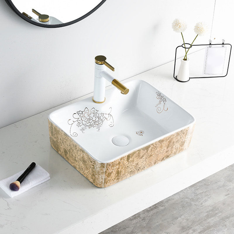 Contemporary Bathroom Sink Porcelain Rectangular Vessel Sink(Not Including Faucet) Clearhalo 'Bathroom Remodel & Bathroom Fixtures' 'Bathroom Sinks & Faucet Components' 'Bathroom Sinks' 'bathroom_sink' 'Home Improvement' 'home_improvement' 'home_improvement_bathroom_sink' 7253462