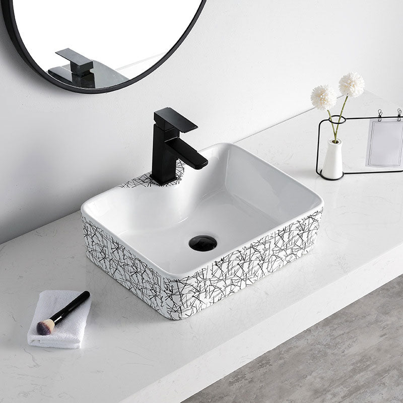 Contemporary Bathroom Sink Porcelain Rectangular Vessel Sink(Not Including Faucet) Clearhalo 'Bathroom Remodel & Bathroom Fixtures' 'Bathroom Sinks & Faucet Components' 'Bathroom Sinks' 'bathroom_sink' 'Home Improvement' 'home_improvement' 'home_improvement_bathroom_sink' 7253464