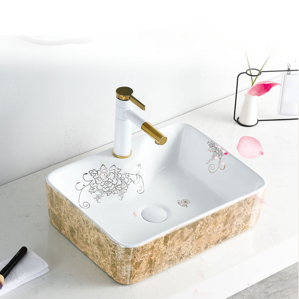 Contemporary Bathroom Sink Porcelain Rectangular Vessel Sink(Not Including Faucet) Clearhalo 'Bathroom Remodel & Bathroom Fixtures' 'Bathroom Sinks & Faucet Components' 'Bathroom Sinks' 'bathroom_sink' 'Home Improvement' 'home_improvement' 'home_improvement_bathroom_sink' 7253468
