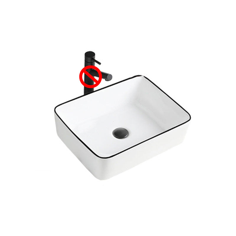 Contemporary Bathroom Sink Porcelain Rectangular Vessel Sink(Not Including Faucet) 16"L x 12"W x 5"H Black Faucet Hole Not Included Clearhalo 'Bathroom Remodel & Bathroom Fixtures' 'Bathroom Sinks & Faucet Components' 'Bathroom Sinks' 'bathroom_sink' 'Home Improvement' 'home_improvement' 'home_improvement_bathroom_sink' 7253470
