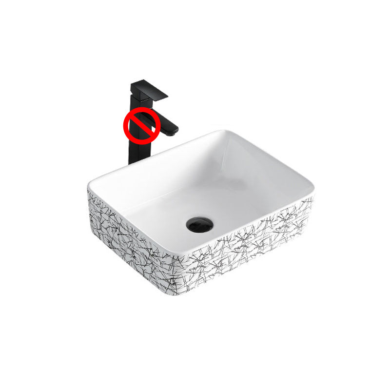 Contemporary Bathroom Sink Porcelain Rectangular Vessel Sink(Not Including Faucet) 18.9"L x 14.6"W x 5.3"H Black White Faucet Hole Not Included Clearhalo 'Bathroom Remodel & Bathroom Fixtures' 'Bathroom Sinks & Faucet Components' 'Bathroom Sinks' 'bathroom_sink' 'Home Improvement' 'home_improvement' 'home_improvement_bathroom_sink' 7253481