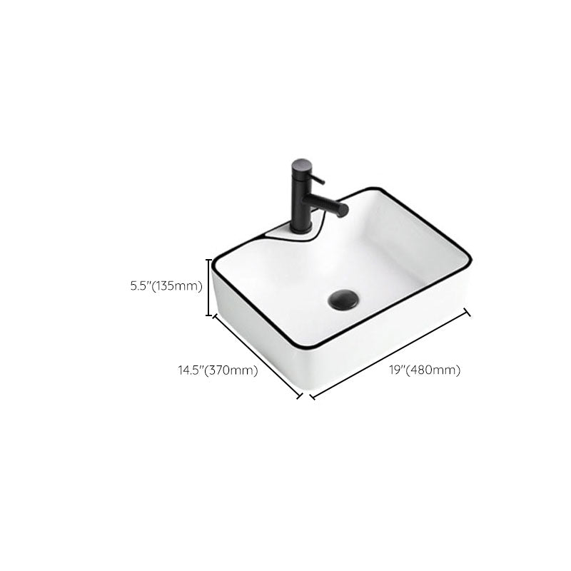 Contemporary Bathroom Sink Porcelain Rectangular Vessel Sink(Not Including Faucet) Clearhalo 'Bathroom Remodel & Bathroom Fixtures' 'Bathroom Sinks & Faucet Components' 'Bathroom Sinks' 'bathroom_sink' 'Home Improvement' 'home_improvement' 'home_improvement_bathroom_sink' 7253488
