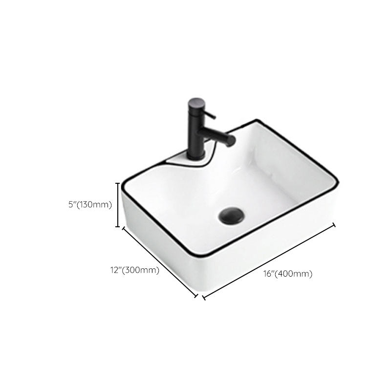 Contemporary Bathroom Sink Porcelain Rectangular Vessel Sink(Not Including Faucet) Clearhalo 'Bathroom Remodel & Bathroom Fixtures' 'Bathroom Sinks & Faucet Components' 'Bathroom Sinks' 'bathroom_sink' 'Home Improvement' 'home_improvement' 'home_improvement_bathroom_sink' 7253489