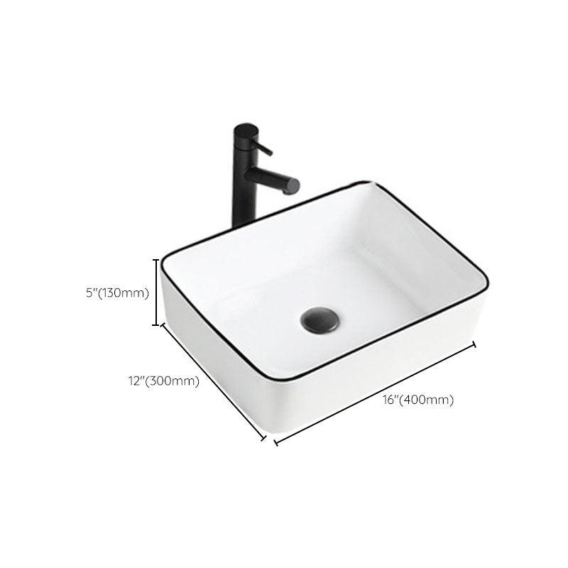 Contemporary Bathroom Sink Porcelain Rectangular Vessel Sink(Not Including Faucet) Clearhalo 'Bathroom Remodel & Bathroom Fixtures' 'Bathroom Sinks & Faucet Components' 'Bathroom Sinks' 'bathroom_sink' 'Home Improvement' 'home_improvement' 'home_improvement_bathroom_sink' 7253491