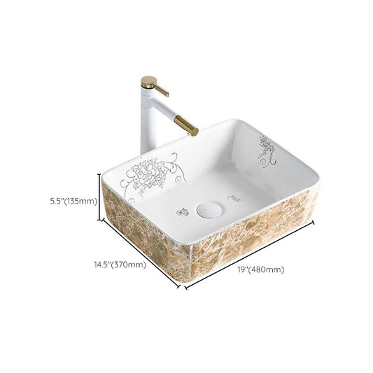 Contemporary Bathroom Sink Porcelain Rectangular Vessel Sink(Not Including Faucet) Clearhalo 'Bathroom Remodel & Bathroom Fixtures' 'Bathroom Sinks & Faucet Components' 'Bathroom Sinks' 'bathroom_sink' 'Home Improvement' 'home_improvement' 'home_improvement_bathroom_sink' 7253494