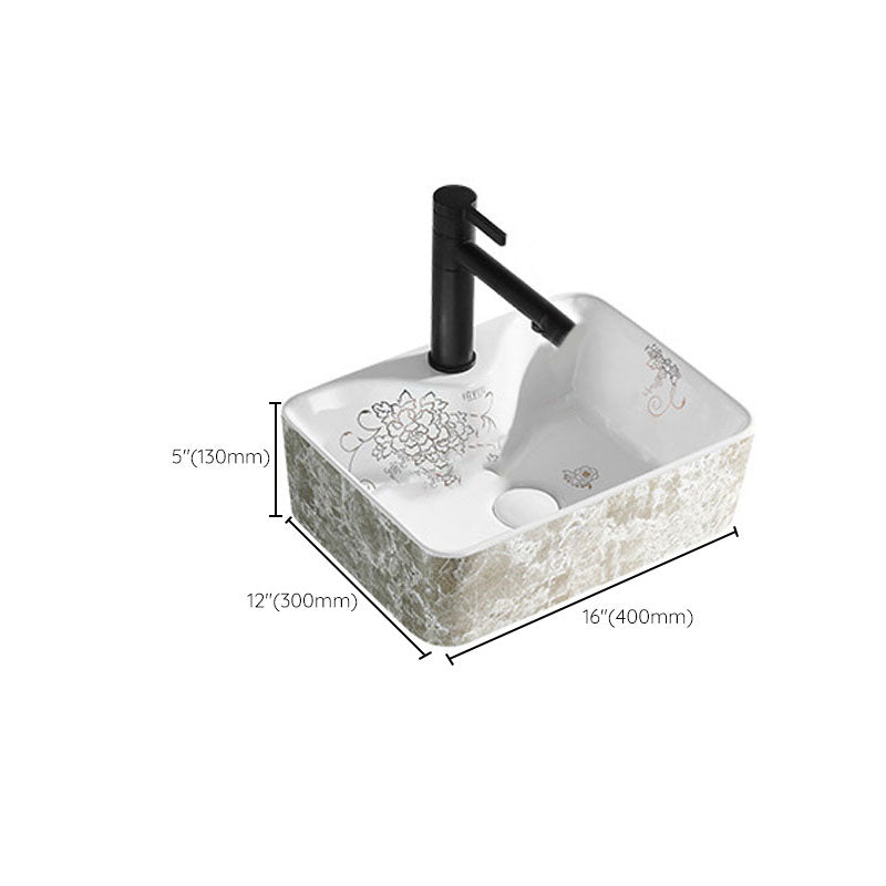 Contemporary Bathroom Sink Porcelain Rectangular Vessel Sink(Not Including Faucet) Clearhalo 'Bathroom Remodel & Bathroom Fixtures' 'Bathroom Sinks & Faucet Components' 'Bathroom Sinks' 'bathroom_sink' 'Home Improvement' 'home_improvement' 'home_improvement_bathroom_sink' 7253497