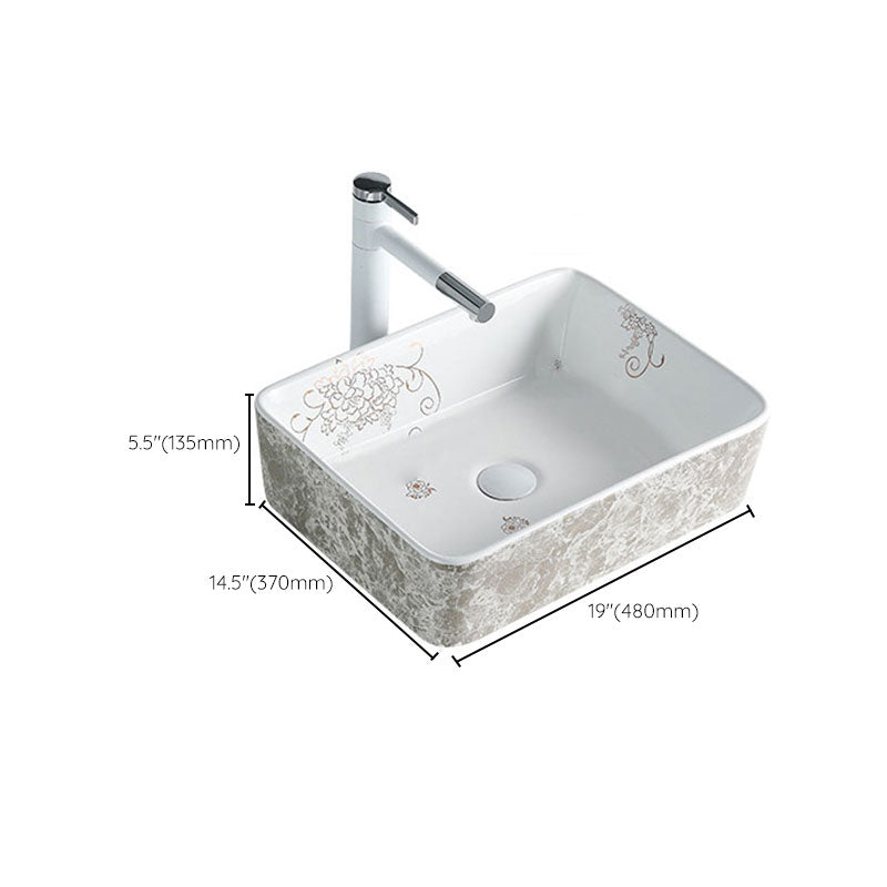 Contemporary Bathroom Sink Porcelain Rectangular Vessel Sink(Not Including Faucet) Clearhalo 'Bathroom Remodel & Bathroom Fixtures' 'Bathroom Sinks & Faucet Components' 'Bathroom Sinks' 'bathroom_sink' 'Home Improvement' 'home_improvement' 'home_improvement_bathroom_sink' 7253498