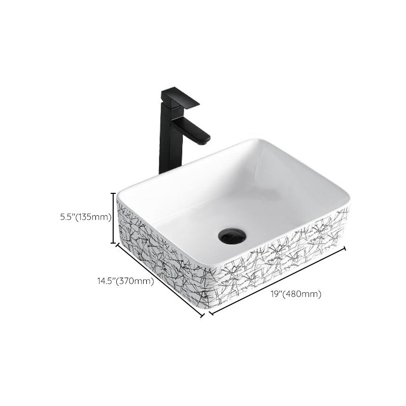 Contemporary Bathroom Sink Porcelain Rectangular Vessel Sink(Not Including Faucet) Clearhalo 'Bathroom Remodel & Bathroom Fixtures' 'Bathroom Sinks & Faucet Components' 'Bathroom Sinks' 'bathroom_sink' 'Home Improvement' 'home_improvement' 'home_improvement_bathroom_sink' 7253502