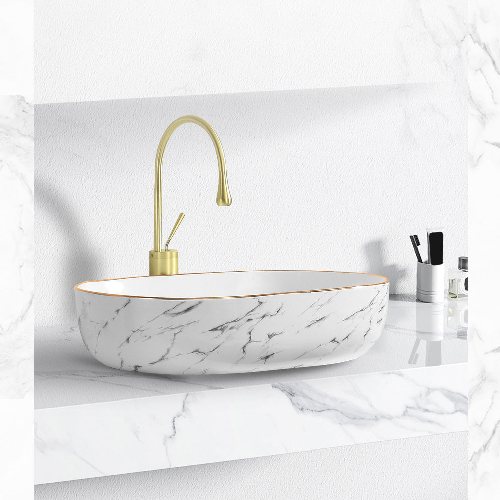 Contemporary Bathroom Sink with Pop-Up Drain Porcelain Oval-Shape Vessel Bathroom Sink Clearhalo 'Bathroom Remodel & Bathroom Fixtures' 'Bathroom Sinks & Faucet Components' 'Bathroom Sinks' 'bathroom_sink' 'Home Improvement' 'home_improvement' 'home_improvement_bathroom_sink' 7253509