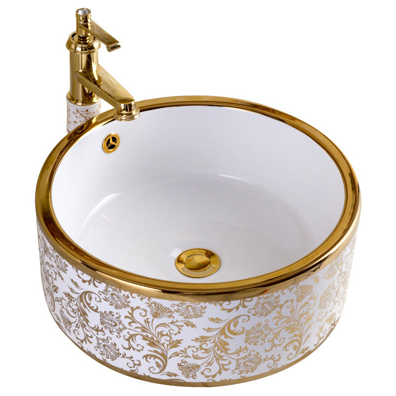 Traditional Vessel Sink Porcelain with Pop-Up Drain and Faucet Vessel Lavatory Sink Clearhalo 'Bathroom Remodel & Bathroom Fixtures' 'Bathroom Sinks & Faucet Components' 'Bathroom Sinks' 'bathroom_sink' 'Home Improvement' 'home_improvement' 'home_improvement_bathroom_sink' 7253547
