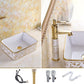 Traditional Vessel Sink Porcelain with Pop-Up Drain and Faucet Vessel Lavatory Sink 16"L x 12"W x 5"H White Gold Sink with Faucet Clearhalo 'Bathroom Remodel & Bathroom Fixtures' 'Bathroom Sinks & Faucet Components' 'Bathroom Sinks' 'bathroom_sink' 'Home Improvement' 'home_improvement' 'home_improvement_bathroom_sink' 7253564