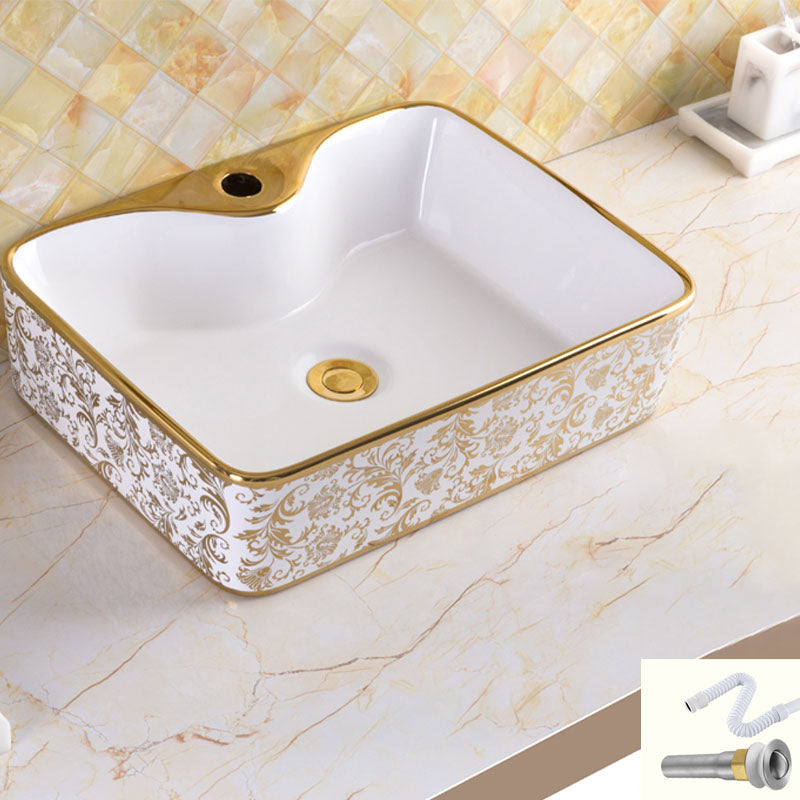 Traditional Vessel Sink Porcelain with Pop-Up Drain and Faucet Vessel Lavatory Sink 19"L x 15"W x 5"H White Sink Clearhalo 'Bathroom Remodel & Bathroom Fixtures' 'Bathroom Sinks & Faucet Components' 'Bathroom Sinks' 'bathroom_sink' 'Home Improvement' 'home_improvement' 'home_improvement_bathroom_sink' 7253565