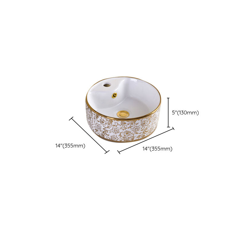 Traditional Vessel Sink Porcelain with Pop-Up Drain and Faucet Vessel Lavatory Sink Clearhalo 'Bathroom Remodel & Bathroom Fixtures' 'Bathroom Sinks & Faucet Components' 'Bathroom Sinks' 'bathroom_sink' 'Home Improvement' 'home_improvement' 'home_improvement_bathroom_sink' 7253574