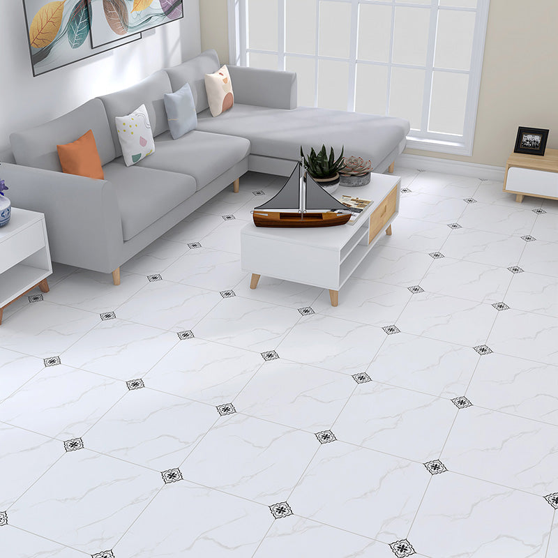 Home Indoor Vinyl Floor Coiled Marble Print Square PVC Vinyl Flooring Off-White Clearhalo 'Flooring 'Home Improvement' 'home_improvement' 'home_improvement_vinyl_flooring' 'Vinyl Flooring' 'vinyl_flooring' Walls and Ceiling' 7253800