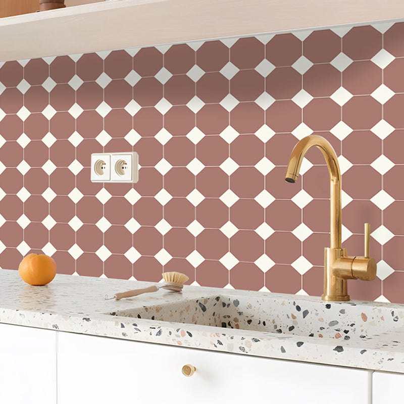 Hexagonal Mosaic Peel & Stick Tile Water Resistant Tile for Backsplash Wall Red Brown 10-Piece Set Clearhalo 'Flooring 'Home Improvement' 'home_improvement' 'home_improvement_peel_stick_blacksplash' 'Peel & Stick Backsplash Tile' 'peel_stick_blacksplash' 'Walls & Ceilings' Walls and Ceiling' 7253917