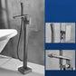 Modern Freestanding Bathtub Faucet Copper with Hose Freestanding Tub Fillers Right Angle Outlet Ground Clearhalo 'Bathroom Remodel & Bathroom Fixtures' 'Bathtub Faucets' 'bathtub_faucets' 'Home Improvement' 'home_improvement' 'home_improvement_bathtub_faucets' 7254037