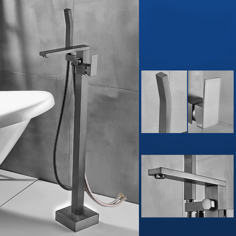 Modern Freestanding Bathtub Faucet Copper with Hose Freestanding Tub Fillers Right Angle Outlet Wall Clearhalo 'Bathroom Remodel & Bathroom Fixtures' 'Bathtub Faucets' 'bathtub_faucets' 'Home Improvement' 'home_improvement' 'home_improvement_bathtub_faucets' 7254039