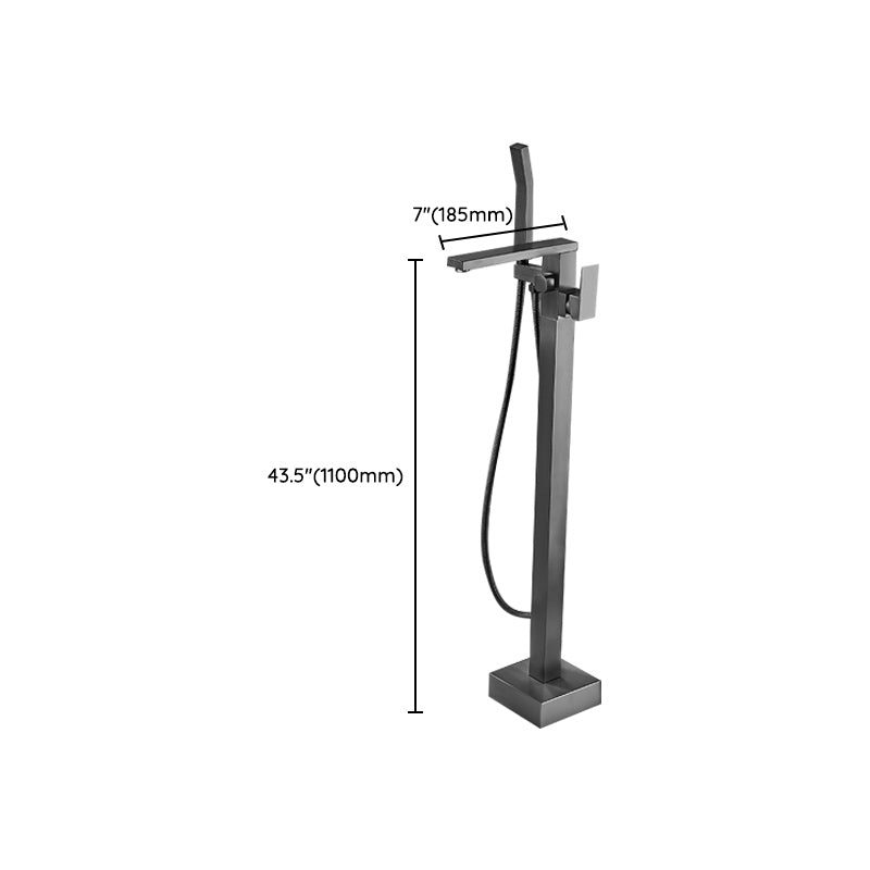 Modern Freestanding Bathtub Faucet Copper with Hose Freestanding Tub Fillers Clearhalo 'Bathroom Remodel & Bathroom Fixtures' 'Bathtub Faucets' 'bathtub_faucets' 'Home Improvement' 'home_improvement' 'home_improvement_bathtub_faucets' 7254047