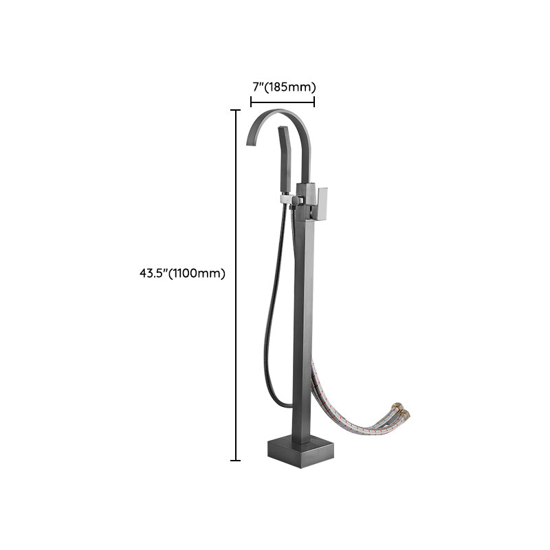 Modern Freestanding Bathtub Faucet Copper with Hose Freestanding Tub Fillers Clearhalo 'Bathroom Remodel & Bathroom Fixtures' 'Bathtub Faucets' 'bathtub_faucets' 'Home Improvement' 'home_improvement' 'home_improvement_bathtub_faucets' 7254048