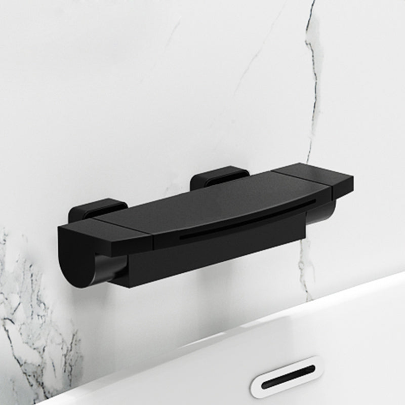 Modern Tub Filler Copper Wall Mounted with Hand Shower Waterfall Tub Spout Trim Black Waterfall Comes Out Clearhalo 'Bathroom Remodel & Bathroom Fixtures' 'Bathtub Faucets' 'bathtub_faucets' 'Home Improvement' 'home_improvement' 'home_improvement_bathtub_faucets' 7254055
