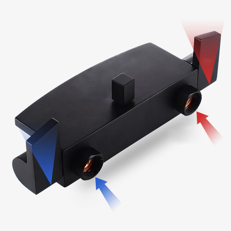 Modern Tub Filler Copper Wall Mounted with Hand Shower Waterfall Tub Spout Trim Clearhalo 'Bathroom Remodel & Bathroom Fixtures' 'Bathtub Faucets' 'bathtub_faucets' 'Home Improvement' 'home_improvement' 'home_improvement_bathtub_faucets' 7254063