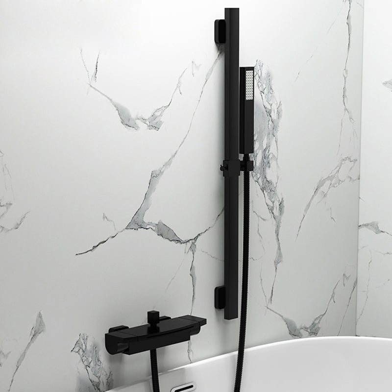 Modern Tub Filler Copper Wall Mounted with Hand Shower Waterfall Tub Spout Trim Black Waterfall & Lifting Risers & Handheld Shower Clearhalo 'Bathroom Remodel & Bathroom Fixtures' 'Bathtub Faucets' 'bathtub_faucets' 'Home Improvement' 'home_improvement' 'home_improvement_bathtub_faucets' 7254073