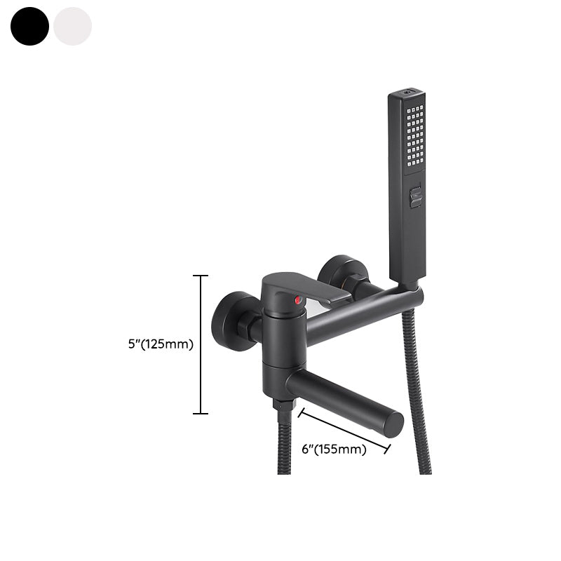 Modern Tub Filler Copper Wall Mounted with Hand Shower Waterfall Tub Spout Trim Clearhalo 'Bathroom Remodel & Bathroom Fixtures' 'Bathtub Faucets' 'bathtub_faucets' 'Home Improvement' 'home_improvement' 'home_improvement_bathtub_faucets' 7254080