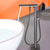 Modern Freestanding Tub Filler Trim Copper with Hand Shower Floor Mount Tub Filler Gun Grey Gooseneck Clearhalo 'Bathroom Remodel & Bathroom Fixtures' 'Bathtub Faucets' 'bathtub_faucets' 'Home Improvement' 'home_improvement' 'home_improvement_bathtub_faucets' 7254089