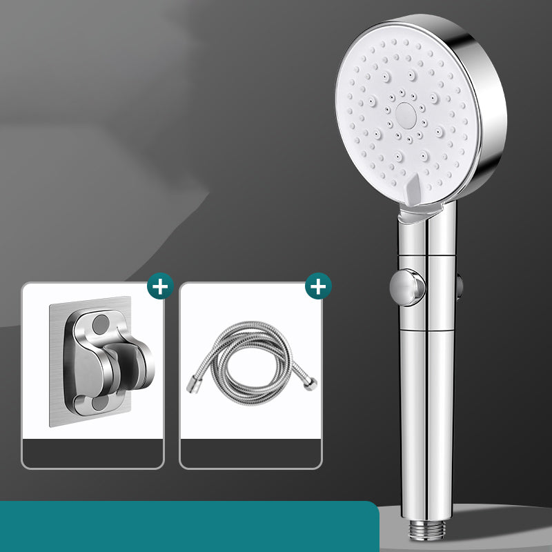 Modern Showerhead 6-Setting Adjustable Spray Pattern Handheld Shower Head Silver Shower & 59" Hose & Wall Seat Clearhalo 'Bathroom Remodel & Bathroom Fixtures' 'Home Improvement' 'home_improvement' 'home_improvement_shower_heads' 'Shower Heads' 'shower_heads' 'Showers & Bathtubs Plumbing' 'Showers & Bathtubs' 7254136