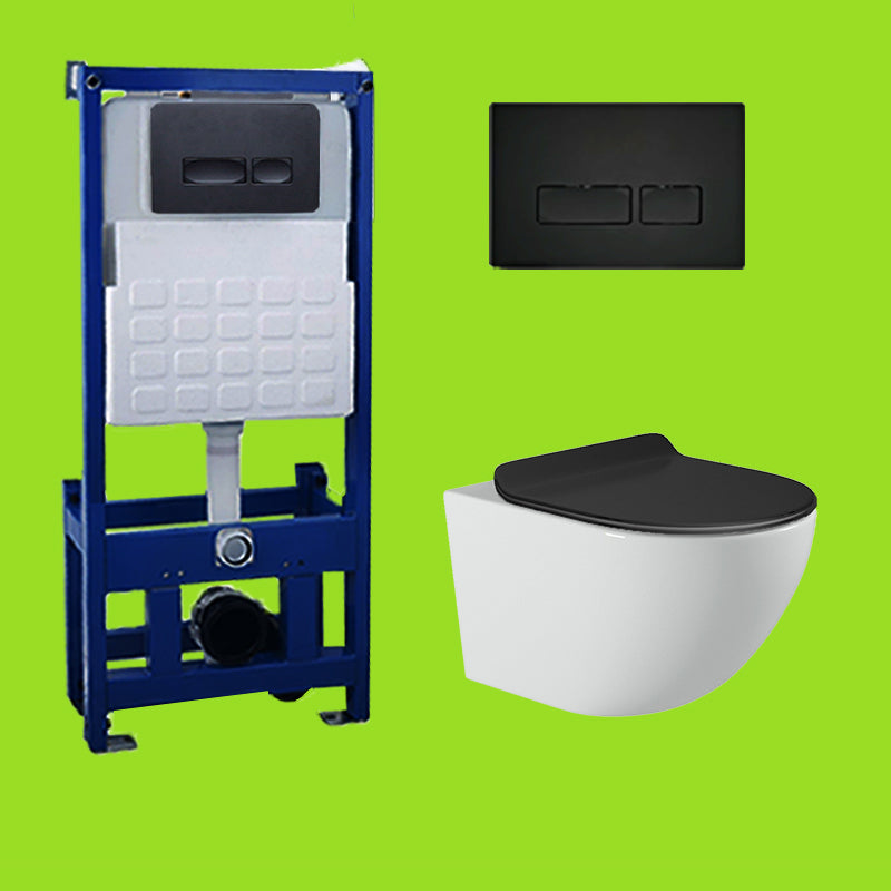 Contemporary Wall Hung Flush Toilet Ceramic Urine Toilet for Bathroom 14"L x 21"W x 14"H Black/ White Toilet with Freestanding Tanker Clearhalo 'Bathroom Remodel & Bathroom Fixtures' 'Home Improvement' 'home_improvement' 'home_improvement_toilets' 'Toilets & Bidets' 'Toilets' 7254480