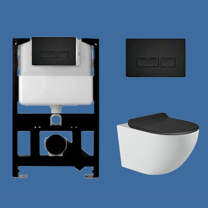 Contemporary Wall Hung Flush Toilet Ceramic Urine Toilet for Bathroom 14"L x 21"W x 14"H Black White Toilet with Low Tanker Clearhalo 'Bathroom Remodel & Bathroom Fixtures' 'Home Improvement' 'home_improvement' 'home_improvement_toilets' 'Toilets & Bidets' 'Toilets' 7254482