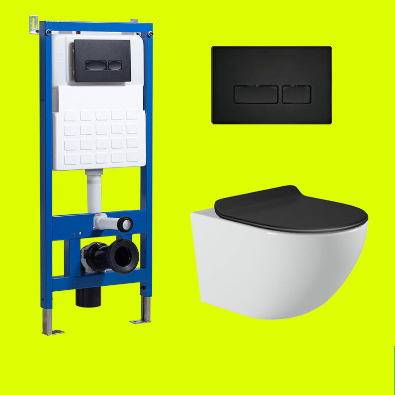Contemporary Wall Hung Flush Toilet Ceramic Urine Toilet for Bathroom 14"L x 21"W x 14"H Black/ White Toilet with High Tanker Clearhalo 'Bathroom Remodel & Bathroom Fixtures' 'Home Improvement' 'home_improvement' 'home_improvement_toilets' 'Toilets & Bidets' 'Toilets' 7254485