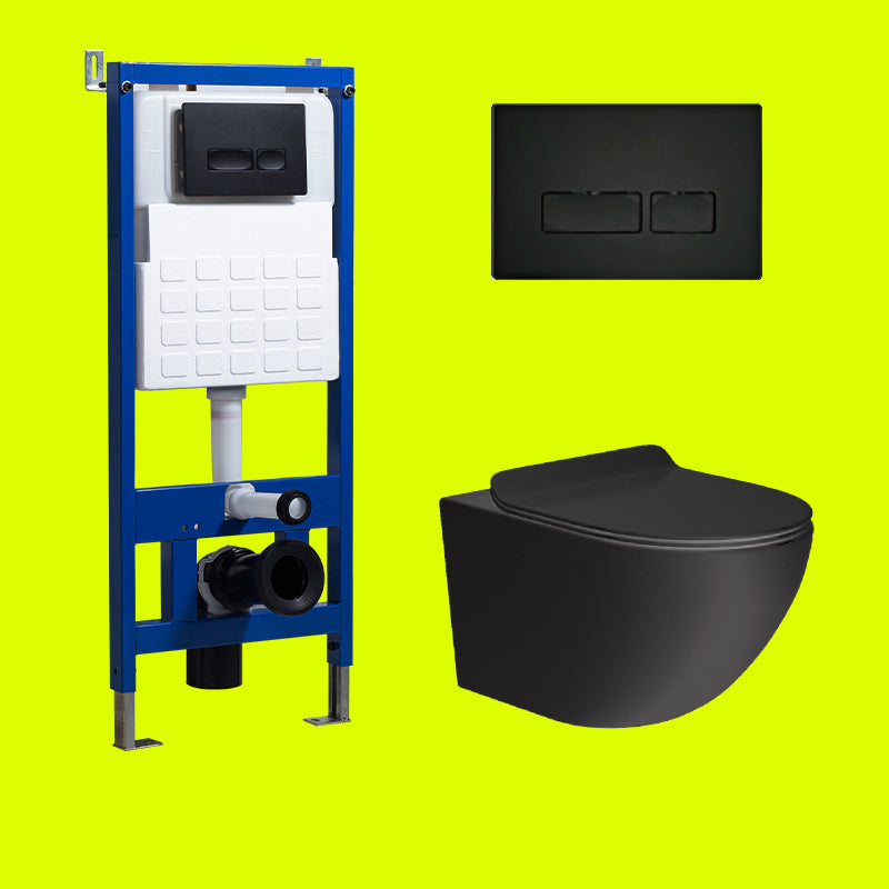 Contemporary Wall Hung Flush Toilet Ceramic Urine Toilet for Bathroom 14"L x 21"W x 14"H Black Toilet with High Tanker Clearhalo 'Bathroom Remodel & Bathroom Fixtures' 'Home Improvement' 'home_improvement' 'home_improvement_toilets' 'Toilets & Bidets' 'Toilets' 7254489