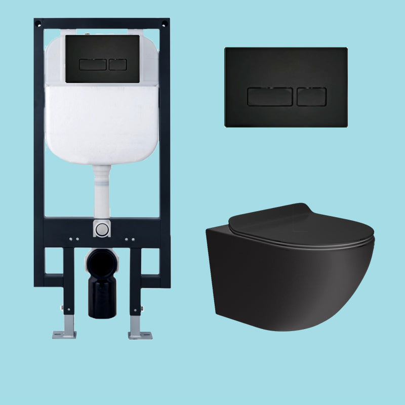 Contemporary Wall Hung Flush Toilet Ceramic Urine Toilet for Bathroom 14"L x 21"W x 14"H Black Toilet & Thin Tanker Clearhalo 'Bathroom Remodel & Bathroom Fixtures' 'Home Improvement' 'home_improvement' 'home_improvement_toilets' 'Toilets & Bidets' 'Toilets' 7254492