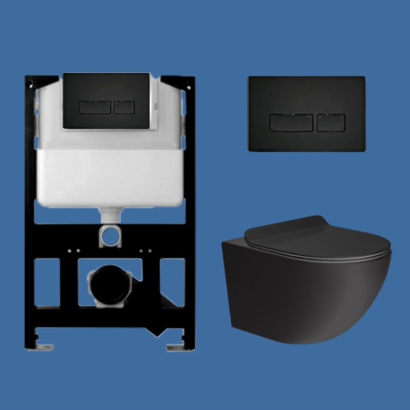 Contemporary Wall Hung Flush Toilet Ceramic Urine Toilet for Bathroom 14"L x 21"W x 14"H Black Toilet with Low Tanker Clearhalo 'Bathroom Remodel & Bathroom Fixtures' 'Home Improvement' 'home_improvement' 'home_improvement_toilets' 'Toilets & Bidets' 'Toilets' 7254493