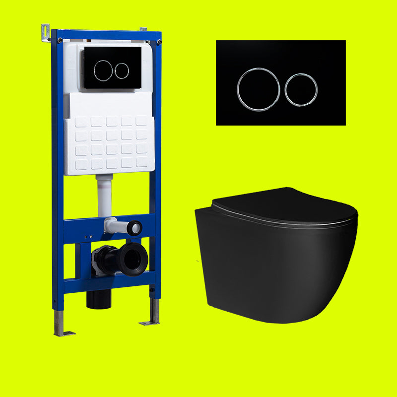 Contemporary Wall Hung Flush Toilet Ceramic Urine Toilet for Bathroom 14"L x 19"W x 14"H Black Toilet with High Tanker Clearhalo 'Bathroom Remodel & Bathroom Fixtures' 'Home Improvement' 'home_improvement' 'home_improvement_toilets' 'Toilets & Bidets' 'Toilets' 7254495