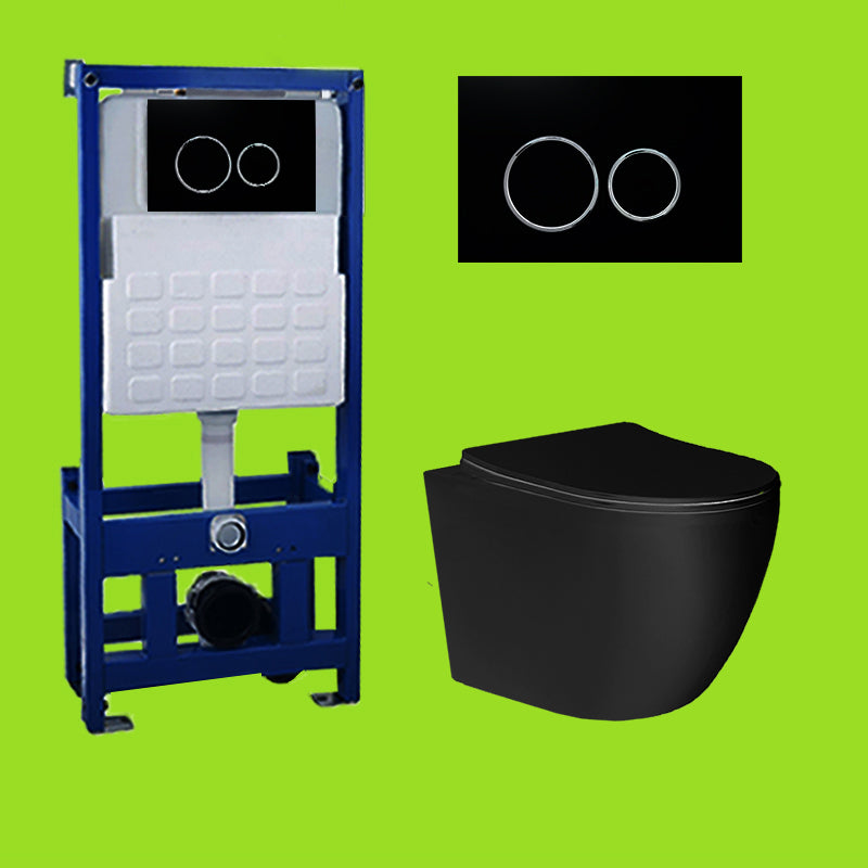 Contemporary Wall Hung Flush Toilet Ceramic Urine Toilet for Bathroom 14"L x 19"W x 14"H Black Toilet with Freestanding Tanker Clearhalo 'Bathroom Remodel & Bathroom Fixtures' 'Home Improvement' 'home_improvement' 'home_improvement_toilets' 'Toilets & Bidets' 'Toilets' 7254496