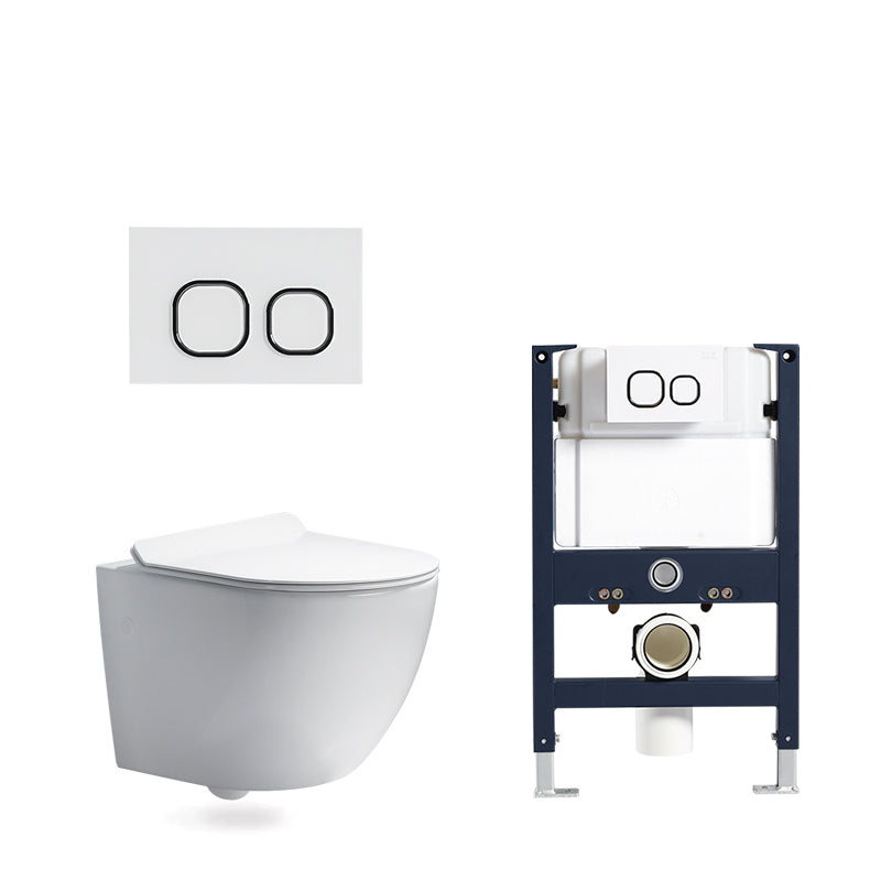 Modern White Flush Toilet Wall Mount Urine Toilet with Seat for Bathroom 14"L x 19"W x 14"H Toilet with Low Tanker Clearhalo 'Bathroom Remodel & Bathroom Fixtures' 'Home Improvement' 'home_improvement' 'home_improvement_toilets' 'Toilets & Bidets' 'Toilets' 7254508