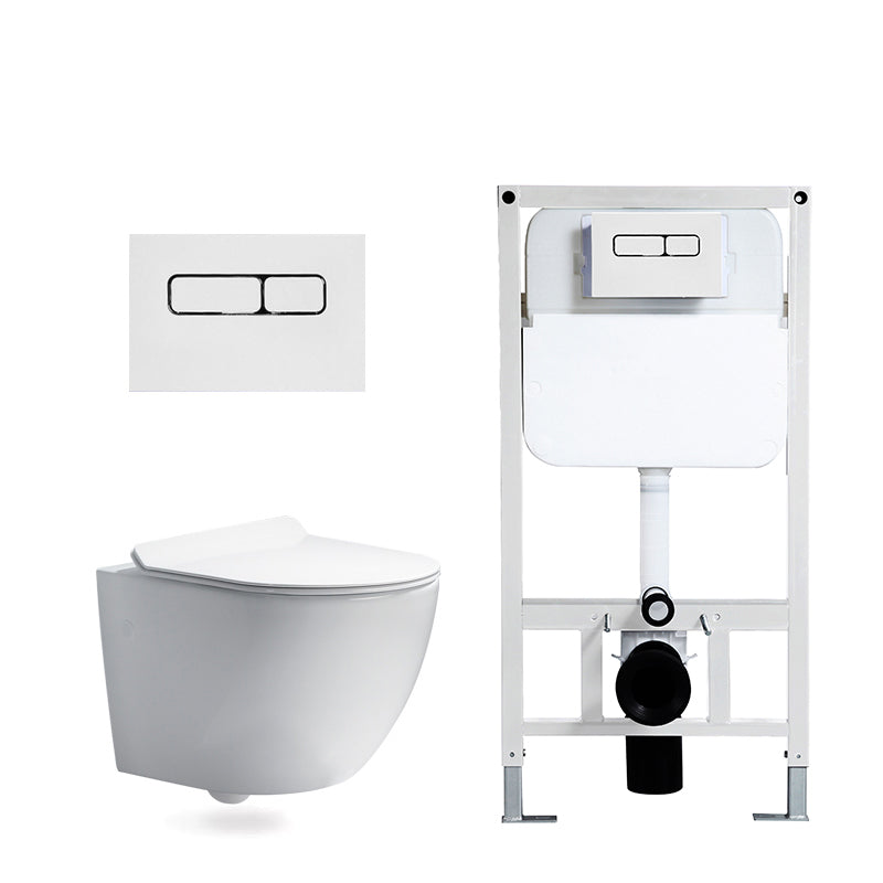 Modern White Flush Toilet Wall Mount Urine Toilet with Seat for Bathroom 14"L x 19"W x 14"H Toilet & Thin Tanker Clearhalo 'Bathroom Remodel & Bathroom Fixtures' 'Home Improvement' 'home_improvement' 'home_improvement_toilets' 'Toilets & Bidets' 'Toilets' 7254509