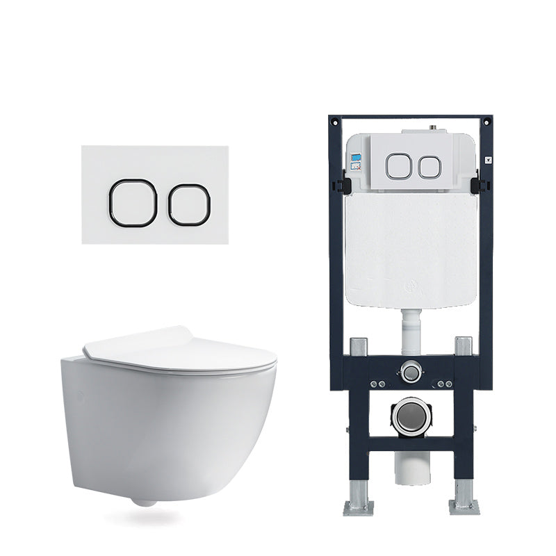 Modern White Flush Toilet Wall Mount Urine Toilet with Seat for Bathroom 14"L x 19"W x 14"H Toilet with Freestanding Tanker Clearhalo 'Bathroom Remodel & Bathroom Fixtures' 'Home Improvement' 'home_improvement' 'home_improvement_toilets' 'Toilets & Bidets' 'Toilets' 7254511